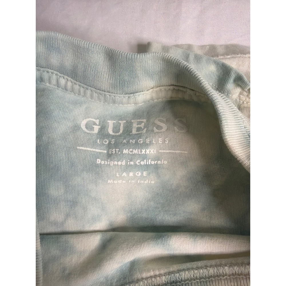 Guess Los Angeles Tie Dye T-Shirt Mens Large Blue White Triangle Logo Graphic - Picture 6 of 6